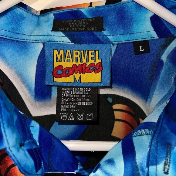 Vintage 2001 Marvel Comics Spider-Man Comic Button Up All Over Print Shirt Large - Picture 2 of 5